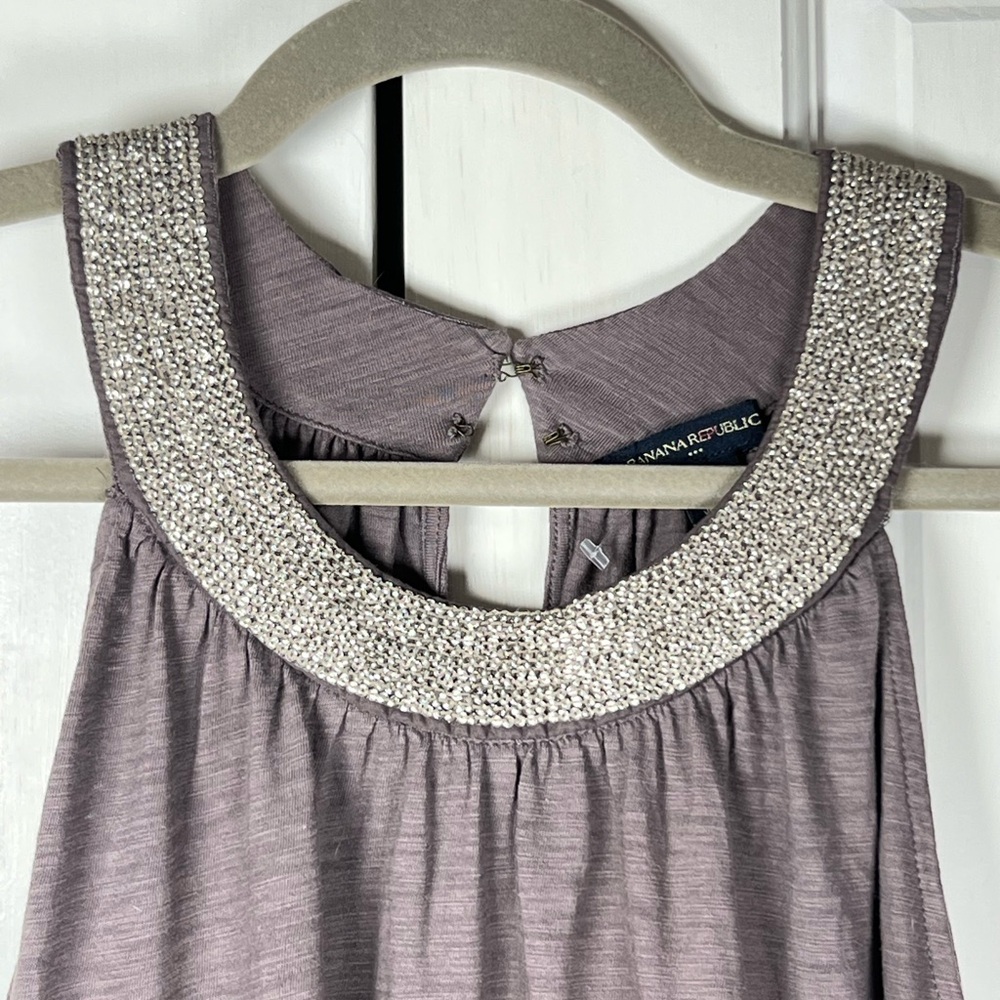 NWOT Banana Republic A-Line Belted Dress Sequin Embellishment Neckline Sz Large - Picture 4 of 9
